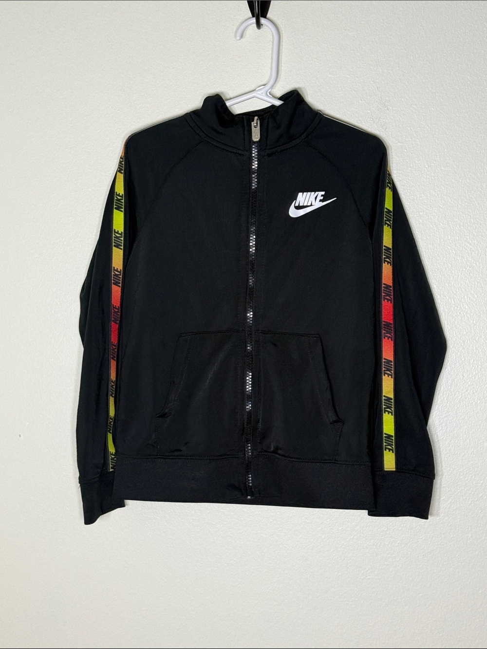 Nike Black Track Jacket with Rainbow Logo Tape